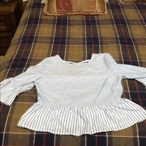 Striped bell sleeve blouse
